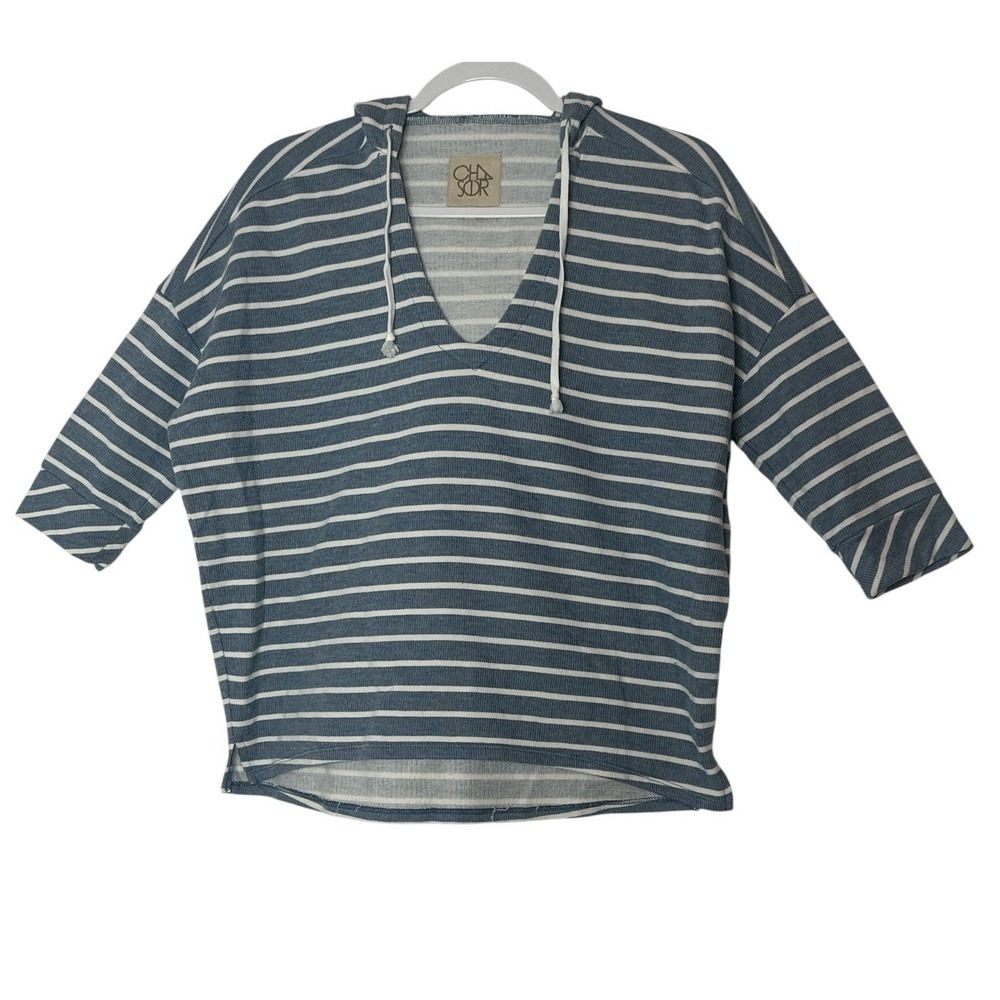 Chasor By Anthropologie Top Women's Small Blue Long Sleeve Knit Pullover Hoodie